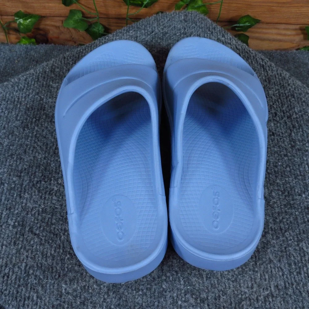 Oofos OOahh Women Recovery Slide Sandals Size 8 Post-Workout Blue Synthetic